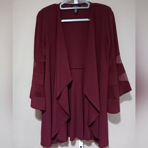 R & M Richards Women's (Size 6) Burgundy Flare Sleeve Cardigan Top (NWOT)